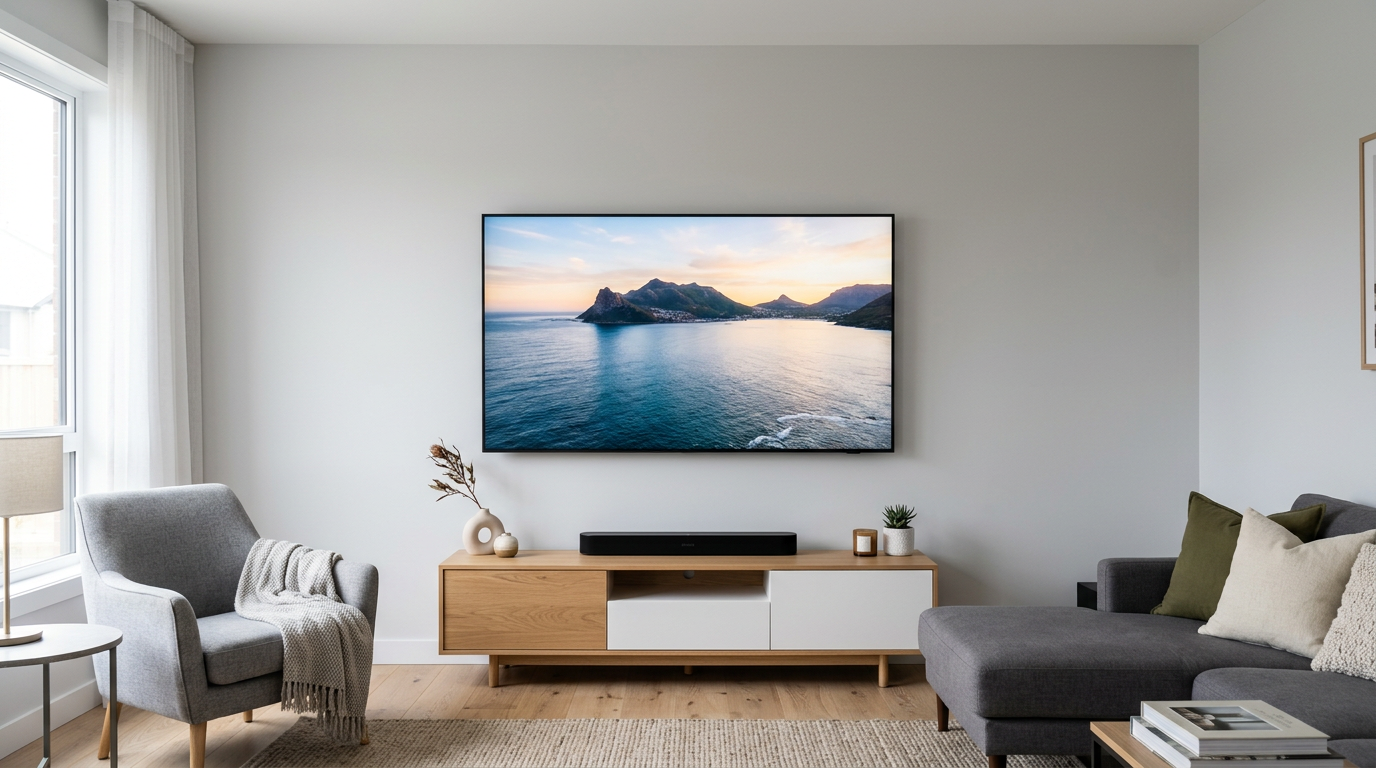 TV mounting with hidden cables